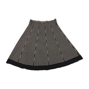 MAX Studio Black Creme M/L Knit Pleated Skirt Mini Classic Stretch Retro